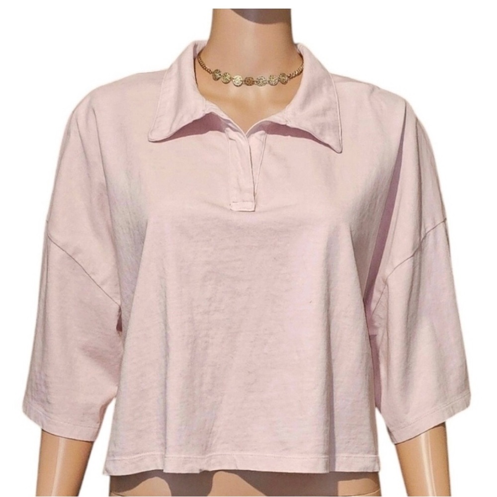 Wild Fable Light Pink Collared Crop Top